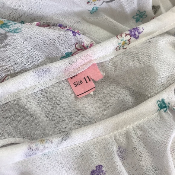 Vintage l 80s S Sheer Floral Daisy Cottagecore Flutter Sleeve Pleated Boho Dress - Picture 11 of 14